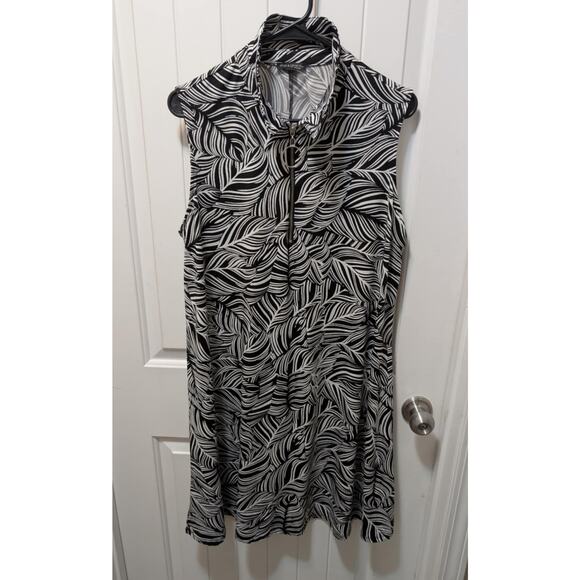 Ava & Grace Sleeveless Black & White Palm Print Tunic Dress Women's Size 1X - Picture 1 of 7